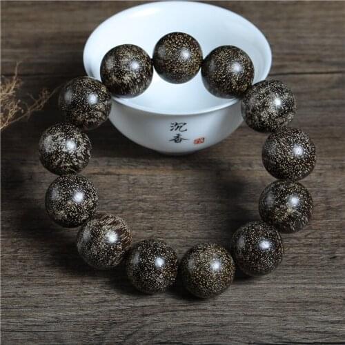 Natural Cambodia Venus Aloes Small qinan Old Material Black Beads Bracelets Men Paragraph Oil-Tight Submerged agalloch eaglewood