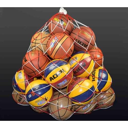 Nylon Net Bag Ball Carry Mesh Volleyball Basketball Football For Soccer Ball, Basketball, Volleyball, Football Red With White