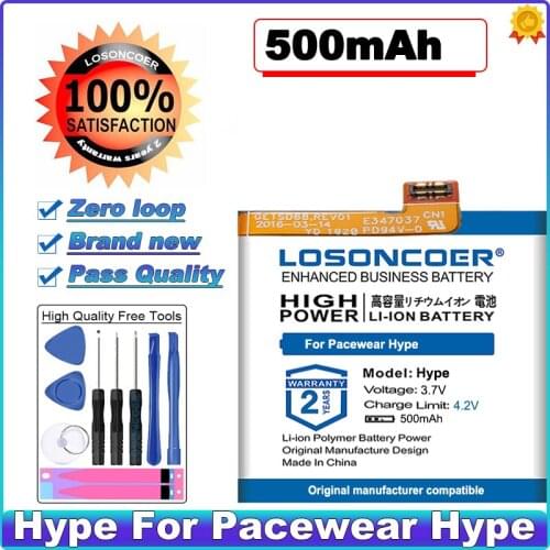 100% New LOSONCOER Hype 500mAh Batteries For Pacewear Hype High Capacity Smart Sports Watch Battery ~In Stock