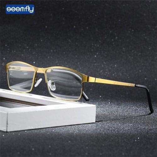 Seemfly Men Women Anti Blue Light Reading Glasses Vintage Metal Frame Antifatigue Presbyopic Eyeglasses Diopters 1.0 3.0 3.5 4.0
