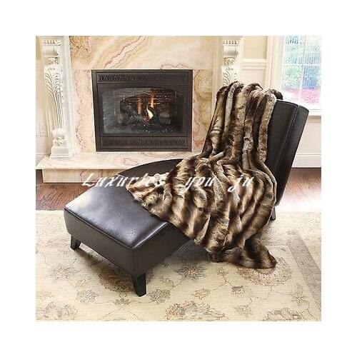 Faux Fur Blanket Gradient Stripe Air Conditioning Plush Super Soft Double Blanket