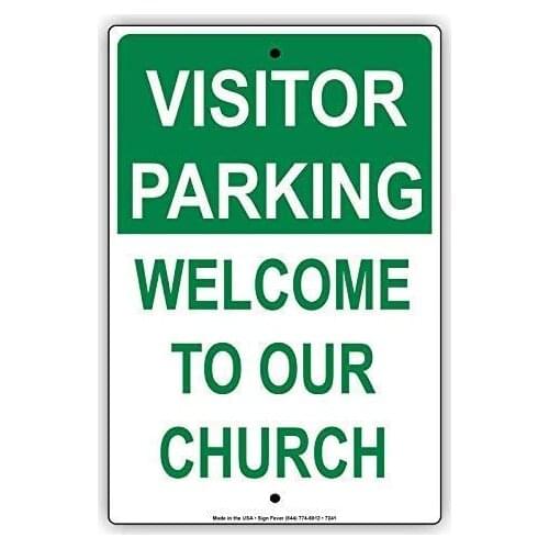 BIN SHANG Visitor Parking Welcome to Our Church Reserved Guest Notice Aluminium Metal 8x12 inch Sign Plate