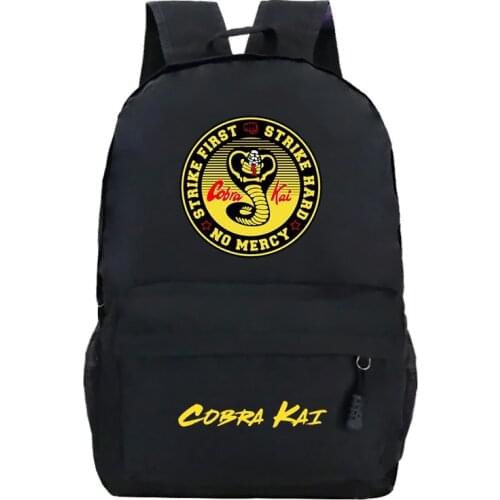 School Backpack for Teen Boys Girls School Bags Cobra Kai Print Backpacks Students Travel Backpack Cobra Kai Nylon Schoolbag