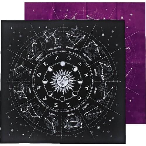 12 Constellations Tarot Card Tablecloth Velvet Divination Altar Cloth Board Game Fortune Astrology Oracle Card Pad Tarot Decks