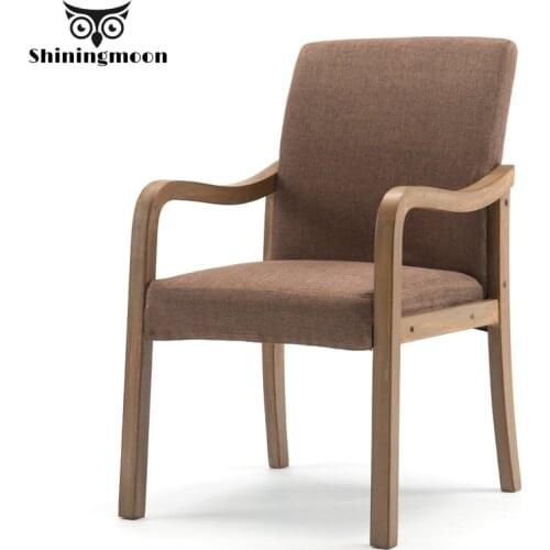 Modern Cushion Solid Wood Dinning Room Chairs Fabric Office Conference Restaurant Armchair Home Lounge Solid Wood Chair