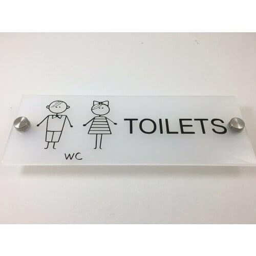 DIY House Number Toilet Door Sign Plate Toilet sign-m & f Characters-Wall Name With Spacers - 200mmx70mm