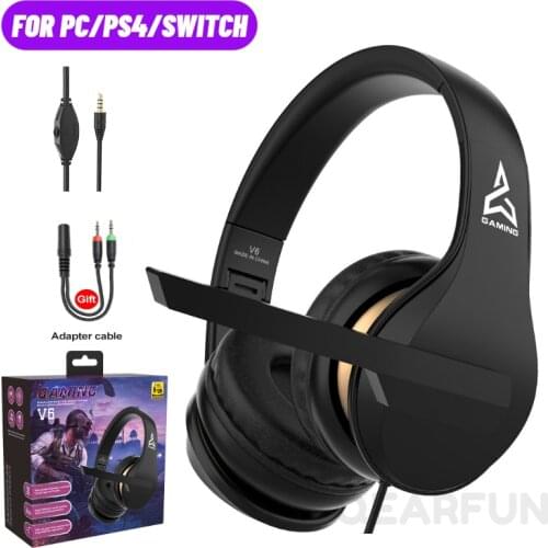 V6 Fashion Stero Gaming Headphone with Microphone 3.5MM Wired Gaming headset For Nintendo Switch PS4 Cell phone