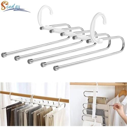 Hanger for Pants Clothes hanger Stainless Steel Space Saving Trousers Wardrobe Hanger Adjustable Tie scarf Closet Organizer