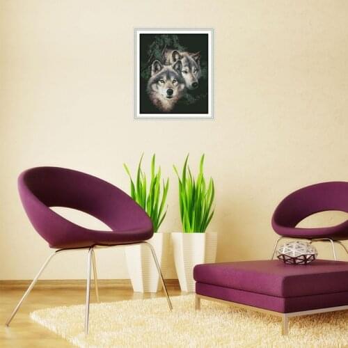 Wolf DIY Handmade Needlework Counted 14CT Printed Cross Stitch Embroidery Kit Set Home Decoration E56C