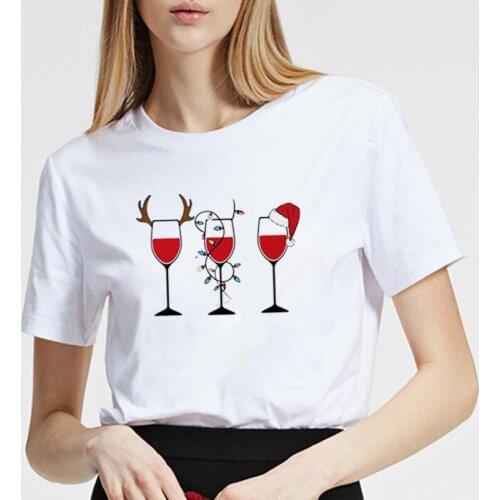 Funny T-shirt Harajuku Shirt Fashion Wine Glass T Shirt Women Tops Casual Summer Short Sleeve Tee Shirt Femme Camiseta Mujer