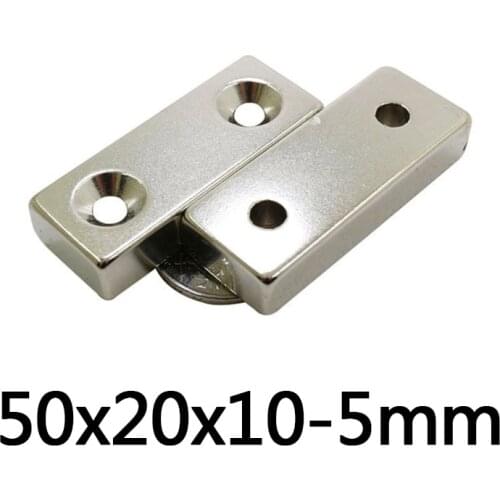 1/3/5 pcs 50x20x10-5 Big Block Magnets 2 holes 5mm Strip Neodymium Magnet Strong Permanent NdFeB Magnetic 50*20*10-5mm