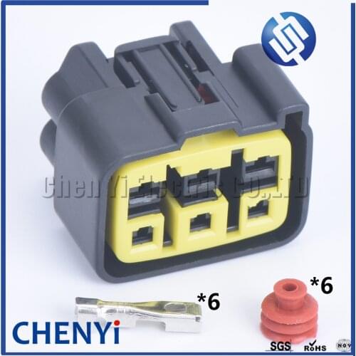 1 set 6 pin car waterproof auto connector 2.8 female PCB electric socket FSW--C-6F-B automotive connector
