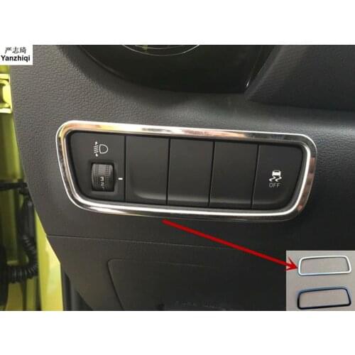 Stainless steel 1pc Headlight adjustment switch decorative frame car stickers For Hyundai Kona Encino 2018 2019 Car Stying