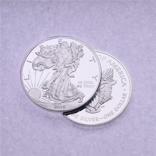 1 Oz 2015 American Eagle Sunshine Walking Liberty Silver Coin Silvering Brass Core Not Magnetic Collection Crafts