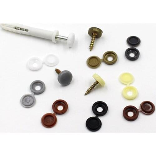100 Pcs Plastic Screw Cap Cover Fold Snap Protective Cap Button for Furniture Screws Decorative Nuts Cover Bolts Hardware