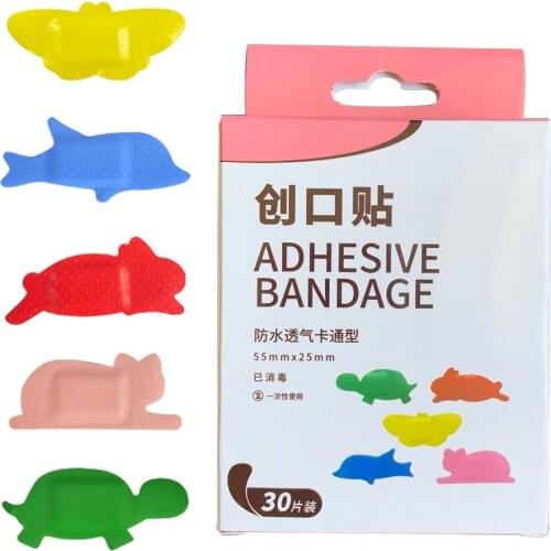 30PCS Children Medical Patch Cute Cartoon Pattern Wound Bandages Plaster Adhesive Breathable Sticker Hemostasis Emergency Kit