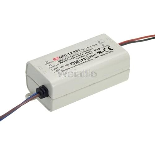 9~18V 9~36V 500mA 700mA APC-12-700 MEAN WELL APC-12-350 12.6W AC-DC LED Lighting Drive Switching Power Supply Constant Current