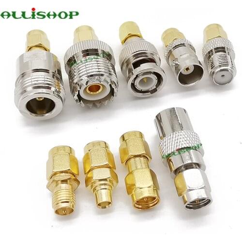 9Pcs/Set SMA Male to MCX/SMB/UHF/TV/BNC/N/F Female RF Adapter Straight SMA Adapter Kits Nickel Gold Plated Test Converter