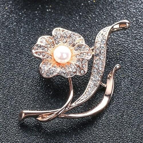 Flower alloy brooches women fashion jewelry accessories rhinestone pin and brooch