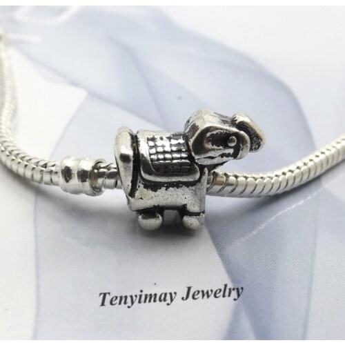 Rhinoceros Shape Antique Alloy Beads European Charm Beads For Snake Chain Bracelet LB831