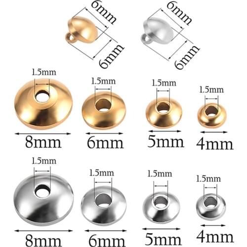 50pcs 4mm 5mm 6mm 8mm Stainless Steel Spacer Beads Loose Ball with Hole 1.5mm for DIY Bracelets Beads Charm for Jewelry Making