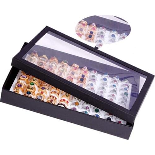 100 Slots Ring Storage Ear Display Box Jewelry Organizer Holder Show Case