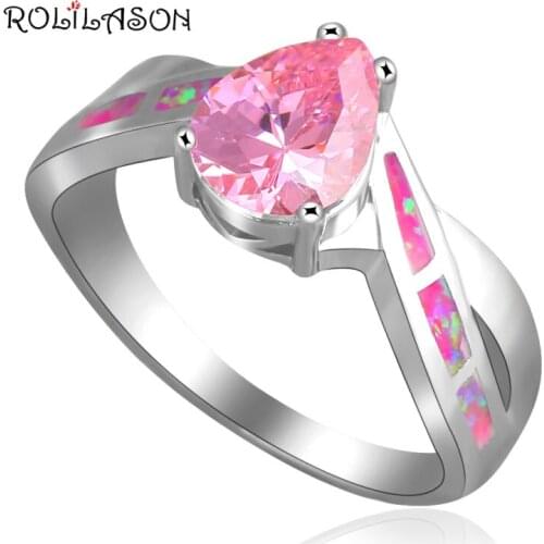 Designer ! Purple Fire Opal & Pink Zircon silver plated wedding Ring USA Size #7.75 #7 #8.5 Fashion Opal Jewelry OR550