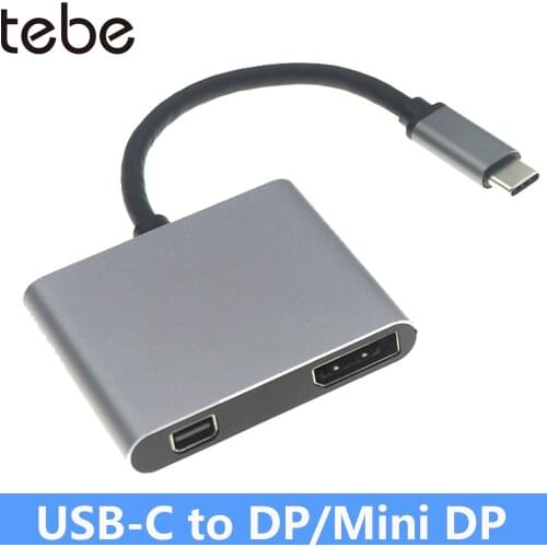 Tebe 2 IN 1 USB C Hub Type C To 4K*2K Displayport /MINI DP Adapter Type-c 3.0 Docking Station For MacBook Air iPad 2018 Dell