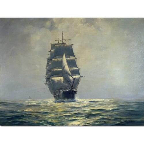 Oil painting sailboats Riding Light Frank Vining Smith home decor High quality Handmade