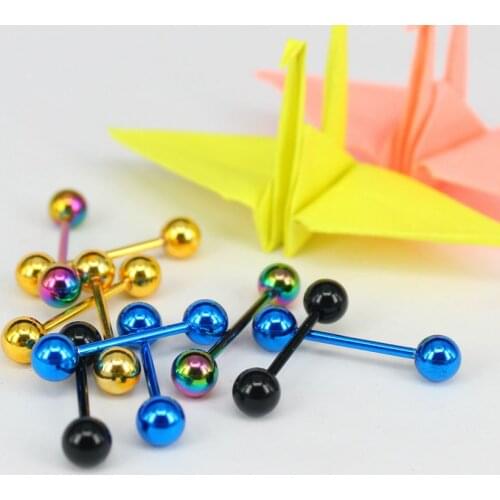 10pcs Multicolor Assorted Tongue Stud Rings Fashion Barbell Shaped Surgical Steel Tongue Piercing Ring Body Jewelry Bijoux
