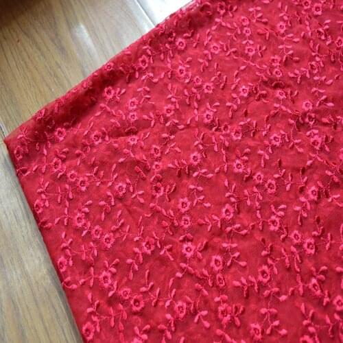 1.1Meter Wide(1YD/lot)Red Mesh Flower Lace Fabric for Garments and Wedding Decoration-16082110