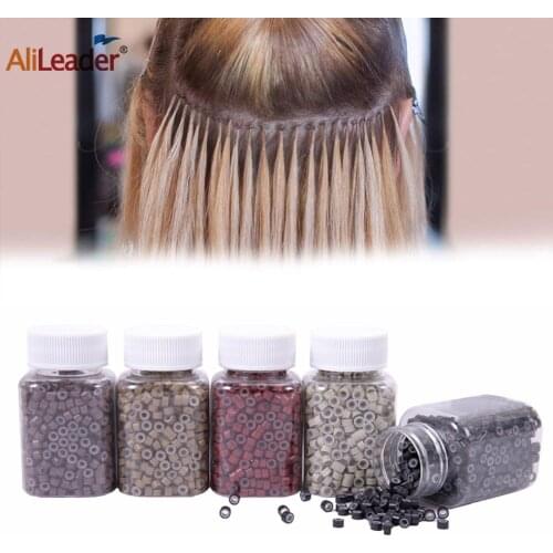 Alileader Silicone Lined Micro Rings Micro Links Beads 5Mm*3Mm Micro Links Beads For Hair Extensions Tools Kit Hair Accessories
