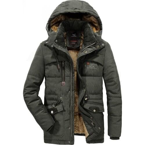 Men Winter Jacket 6XL 7XL 8XL Thick Warm Parka Fleece Fur Hooded Military Jacket Coat Pockets Windbreaker Jacket Men