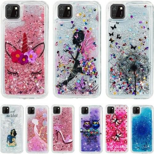Huawei Y5P Case Soft Case on For Funda Huawei Y5p 2020 Cover Huawei Y 5P Coque Quicksand Dynamic Liquid Glitter Phone Cases Etui