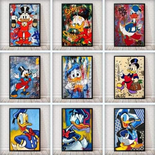 Funny Disney Donald Duck Wall Art Canvas Painting Nordic Posters and Prints Room Decoration Pictures for Living Home Decor