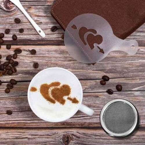 NHBR Stainless Steel Milk Frothing Pitcher 20Oz Coffee Shaker Duster Sugar Powder Cocoa Sifter with Cappuccino Coffee Stencil