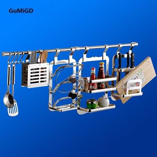 The new multifunctional kitchen hanging space aluminum kitchen shelf hanging rack storage rack hanging rod seasoning