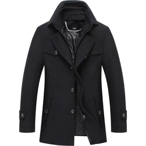 New Men Wool Overcoat Winter Coat Business Casual Thick Mens Woolen Jackets Slim Fit Trench Coat Male Luxury Clothing