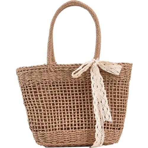 Summer New Wicker Tote Bags For Womens Rattan Woven Handmade Bag Female Beach Straw Basket Ladies 2021 Fashion Top Handle Bags