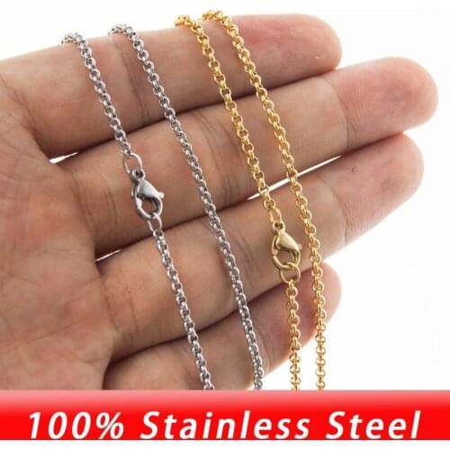 Stainless Steel 2mm O Shape Rolo Chain bulk Long Necklace Chain Choker For Women Ketting Cadenas Wholesale 10pcs