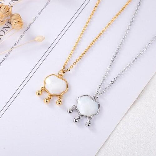 New Design Long Life Lock Tassel Opal Necklace Simple Design Lady Ruyi Ping An Lock Clavicle Chain Fashion Lady Birthday Gift