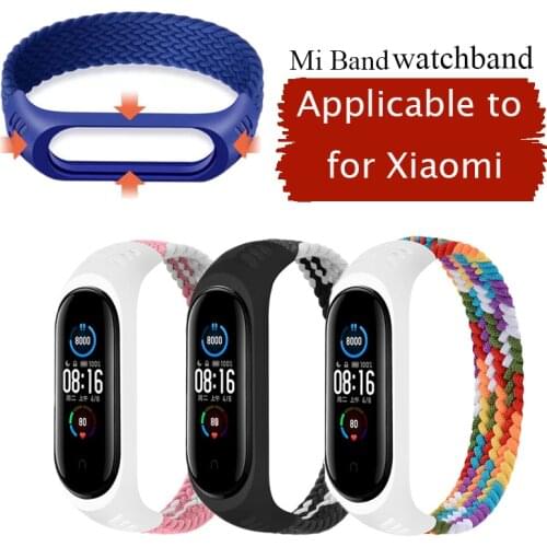 Suitable for Mi Band 4 5 6 Strap Bracelet Accessories Stretch nylon braided strap Smart bracelet replacement silicone wristband