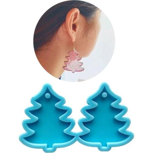 Christmas Pine Tree Earrings Epoxy Resin Mold Eardrop Dangler Casting Silicone Mould DIY Crafts Jewelry Pendant Making Tools