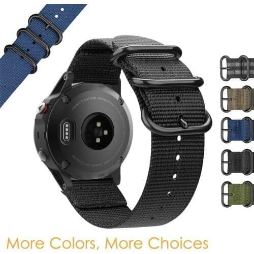 Premium Nato nylon Strap 22mm Watch Band for Garmin Fenix 6 / 5 6Pro 5 Plus / forerunner 935 steel buckle Replacement Band