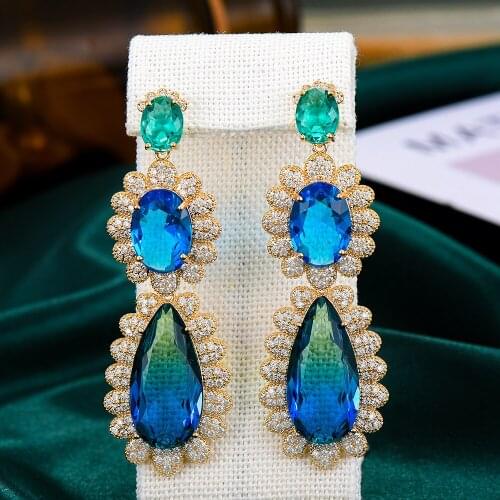 GODKI Luxury New Trendy Geometry Waterdrop Earrings Full Mirco Paved Cubic Zirconia Girl Bridal Engagement Wedding Drop Earrings