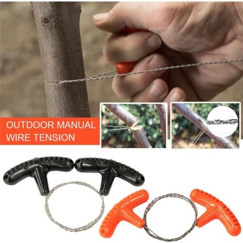 Manual Hand Steel Rope Chain Saw PP Handle Outdoor Camping Hiking Mini Pocket Saw Stainless Steel Emergency Survival Wire Saw