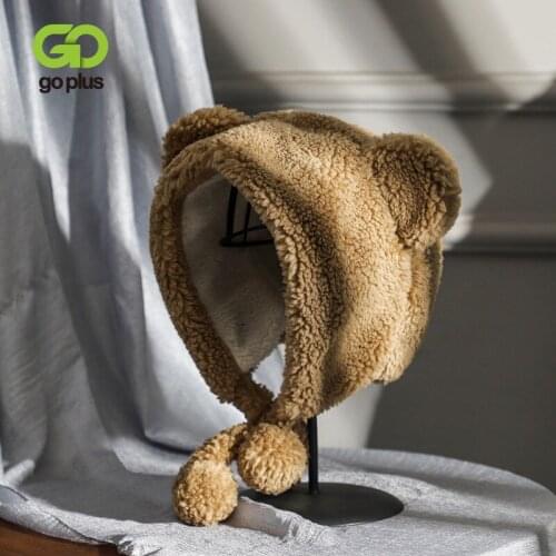 GOPLUS Hat Winter Warm Bomber Hats Women Outdoor Lambswool Cap Cute Ears Funny Hat Gorro Invierno Mujer Chapeau Femme C11245