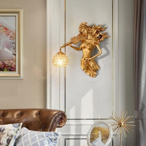 Nordic Retro Crystal Wall Lamp for Living Room Bedroom Bedside Wall Sconce Modern Creative TV Background Wall Corridor Wall Lamp