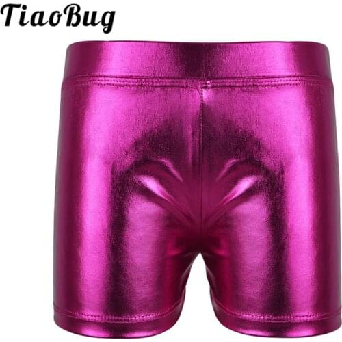 TiaoBug Kids Teens Gymnastics Shorts Girls Shiny Patent Leather Ballet Leotard Shorts Sports Workout Swim Bottoms Dance Wear