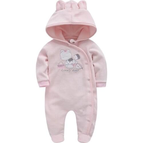Baby Girls Hoodies Rompers Full Sleeve Infant Boys Clothing Warm Newborn Jumpsuits Hoodies Cartoon Printing